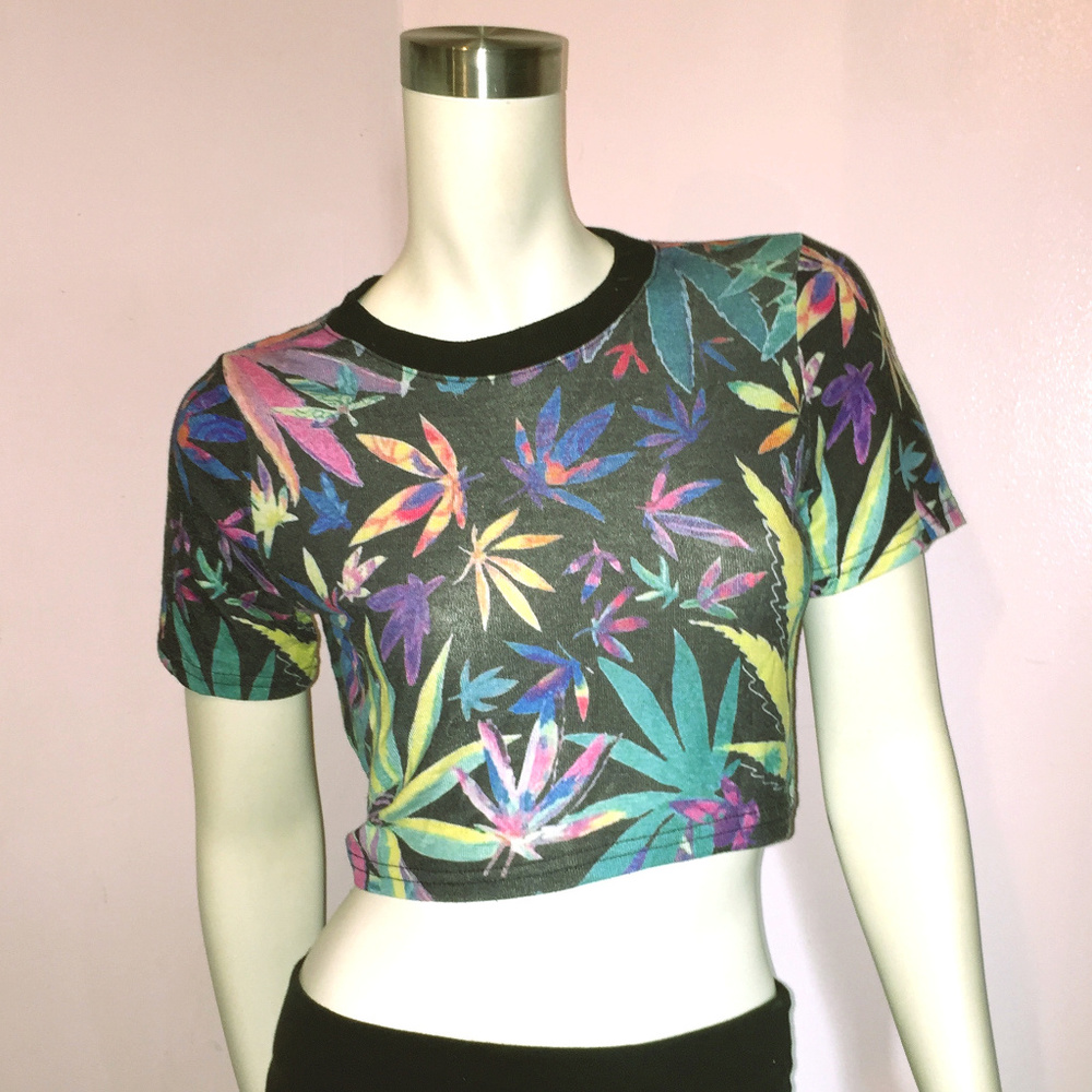 Psychadelic Herb Leaf Crop Top one size